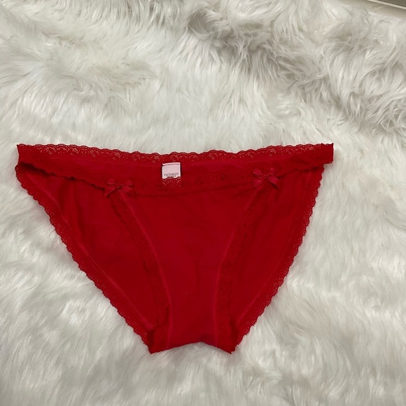 Rare Victorias Secret Red String Bikini Panty - Picture 1 of 7